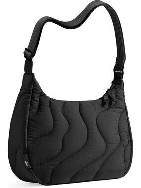 Puffer Sling Crossbody Bag for Women Trendy, Nylon Quilted Crescent Shoulder Bag